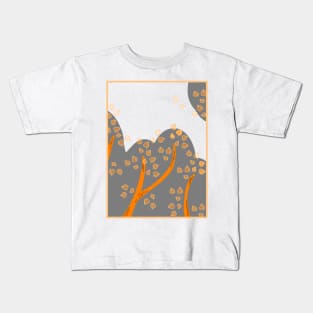 Autumn shrub on a black background Kids T-Shirt